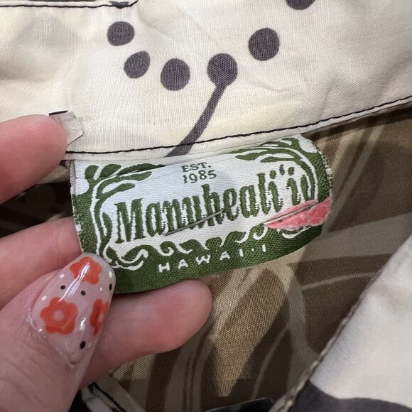 Manuhealii Hawaii Mens Large Hibiscus Short Sleeve Pullover Aloha Shirt - Picture 3 of 7